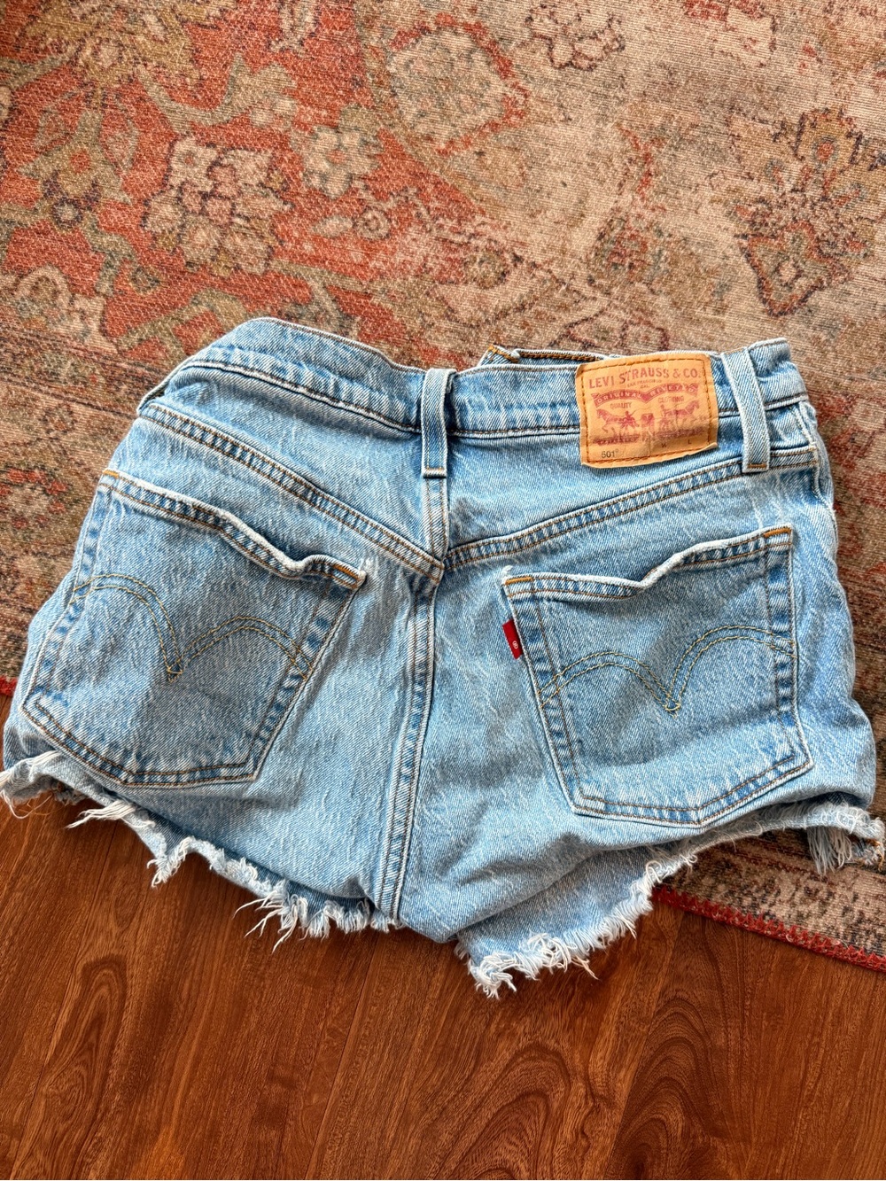 Levi's Light Blue Denim Cutoff Shorts with Frayed Hem